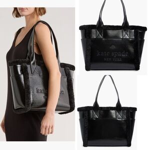 Kate Spade New York jett faux shearling trim tote bag NWT $459
